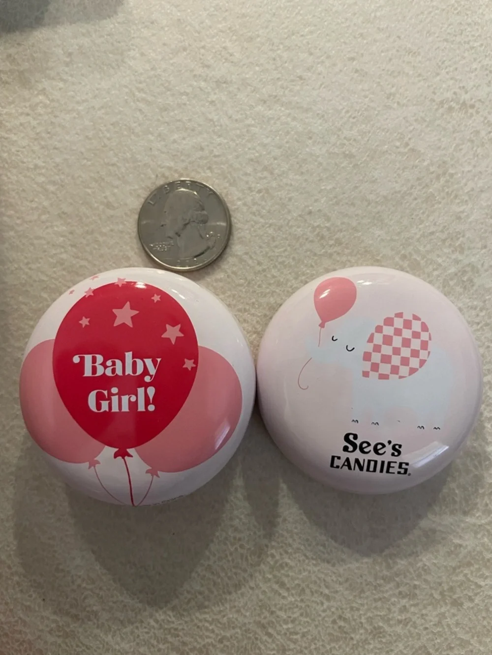 See’s Candies It’s A Baby Girl Lollipop Sucker Case Empty Tin Holder Gift